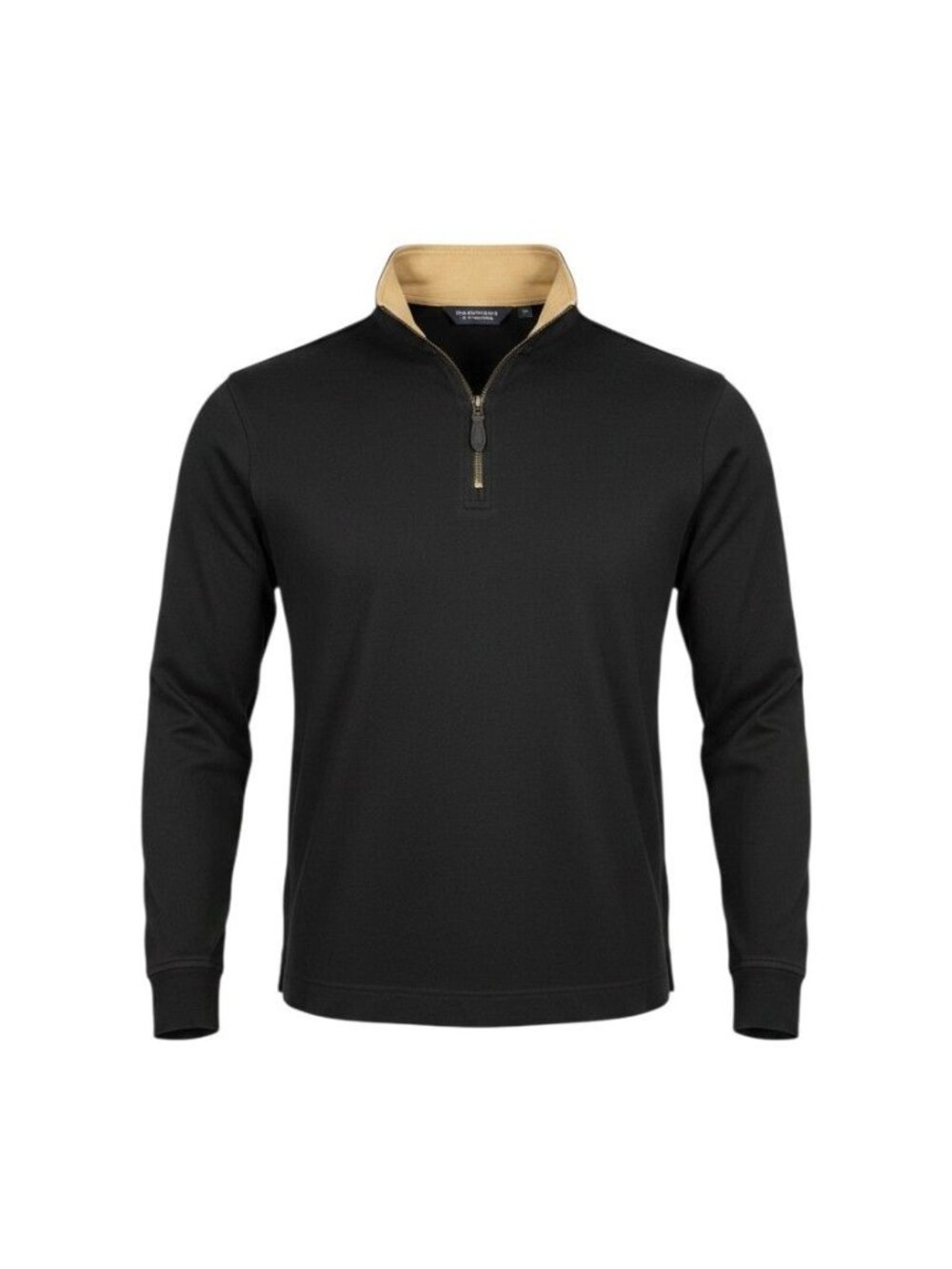 Roundtree & Yorke Men's Black & Tan 1/4 Zip Pullover Long Sleeve Size M